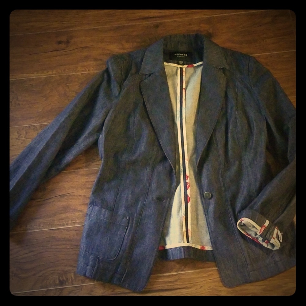 Express stretch denim Jean jacket blazer size 7 8